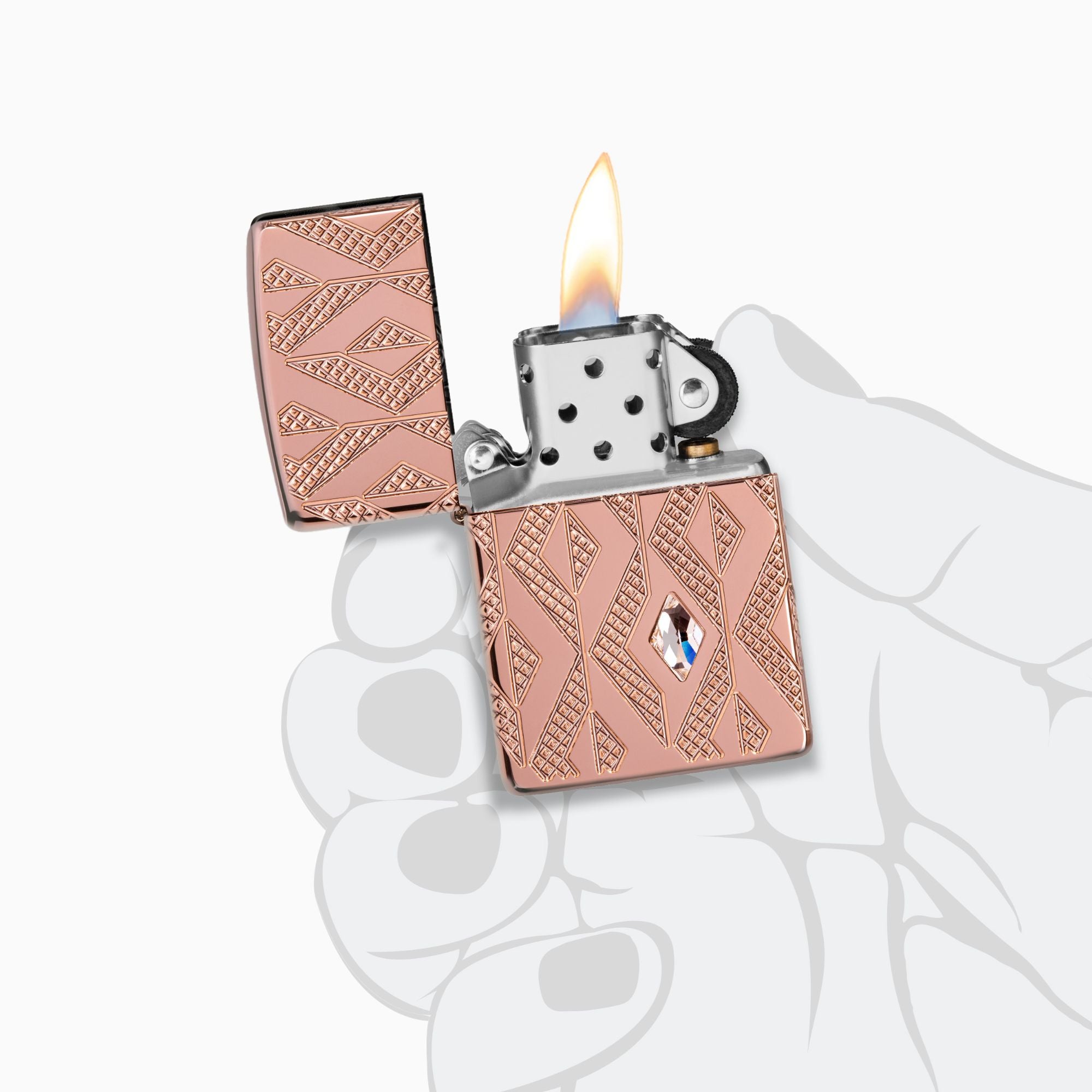 Geometric Diamond Pattern Armor Windproof Lighter