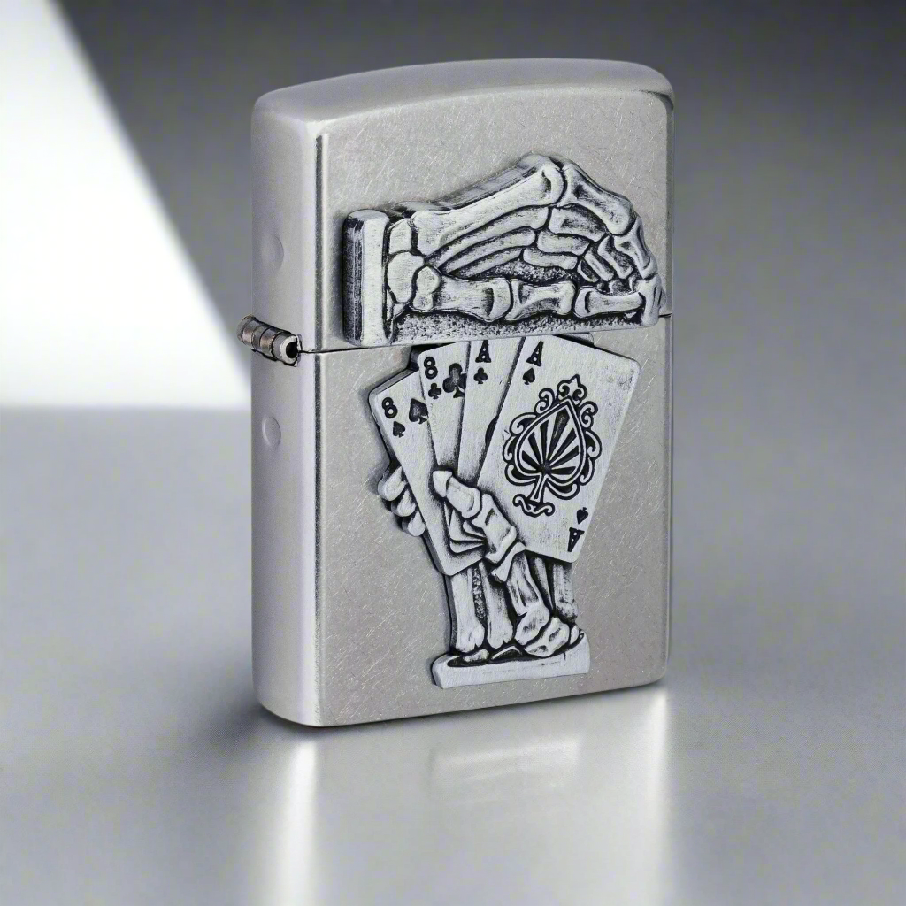 Dead Mans Hand Emblem Design Windproof Lighter By Yo Dragon , Official Partner Zippo
