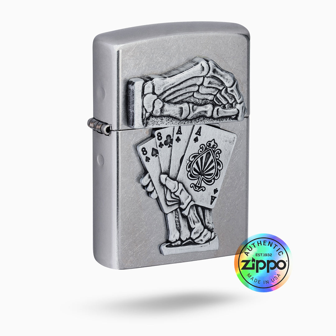 Dead Mans Hand Emblem Design Windproof Lighter By Yo Dragon , Official Partner Zippo