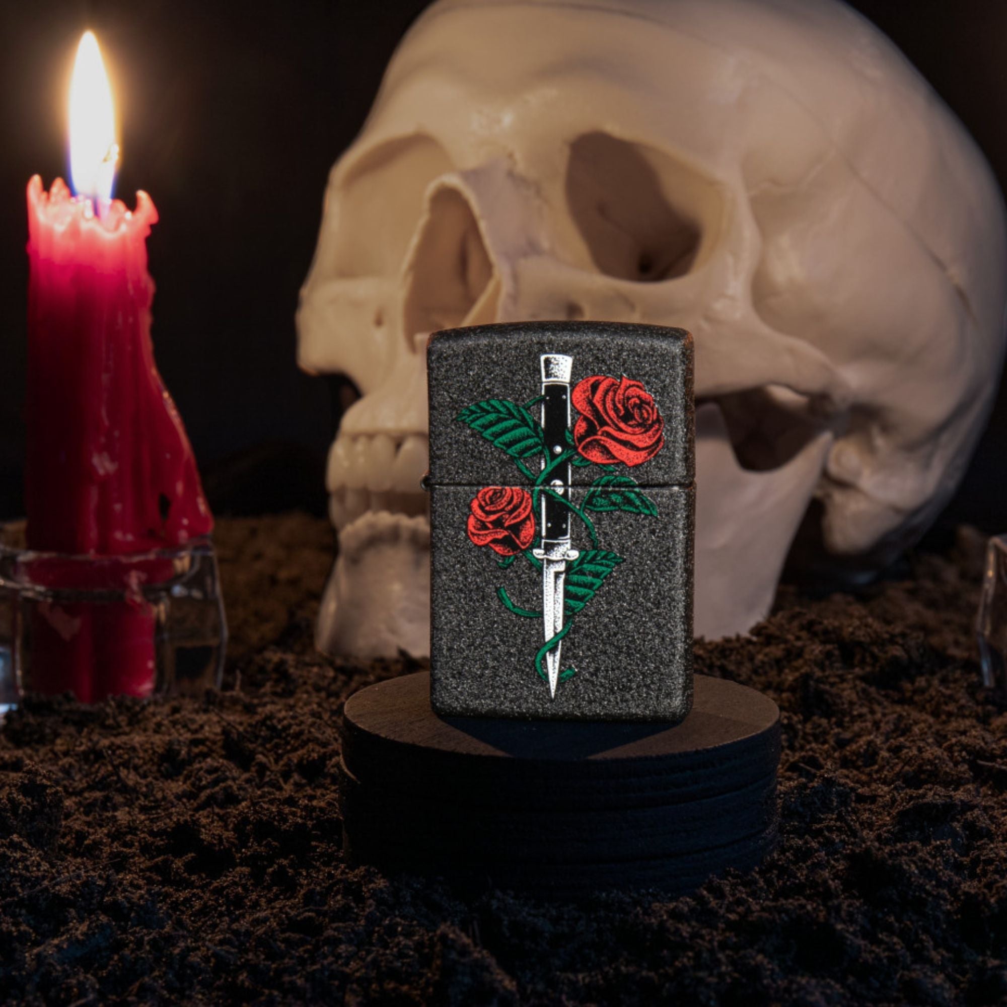 Zippo Rose Dagger Tattoo Design Windproof Lighter