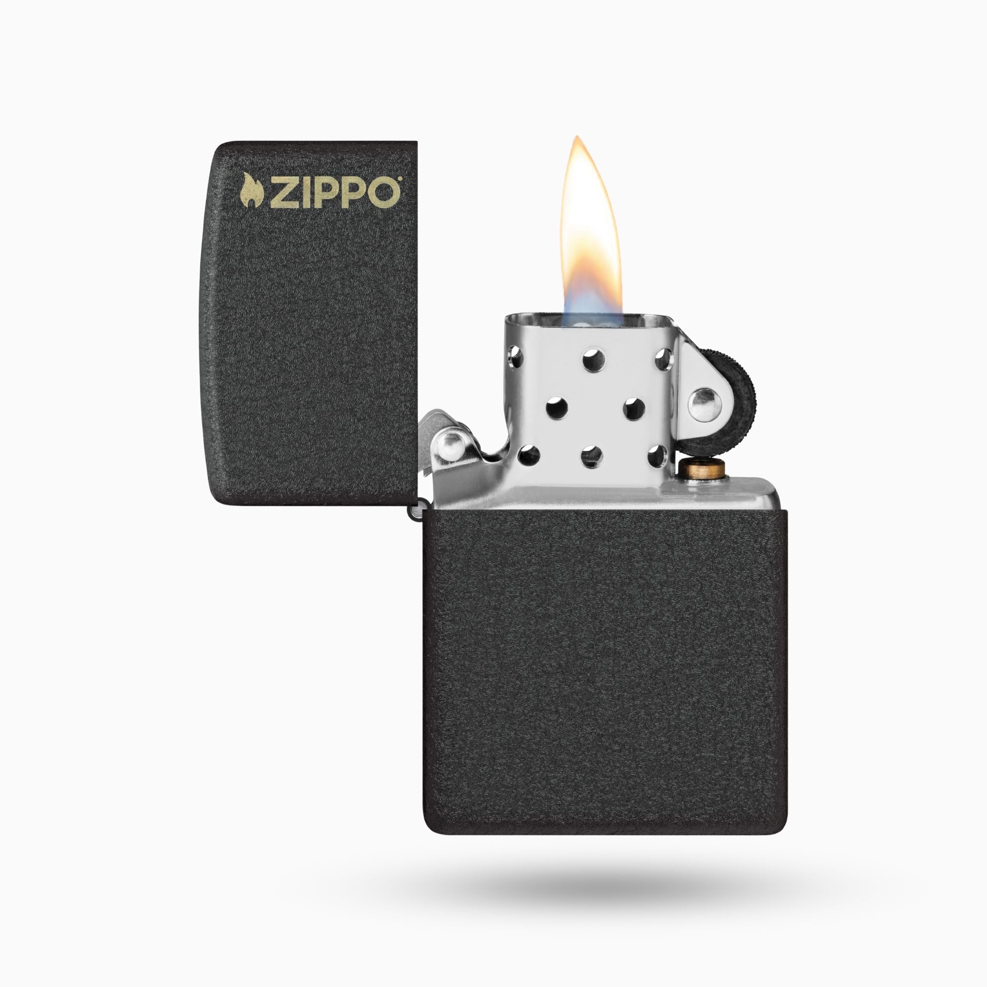 Zippo Classic Black Crackle® Logo w/ Windproof Lighter