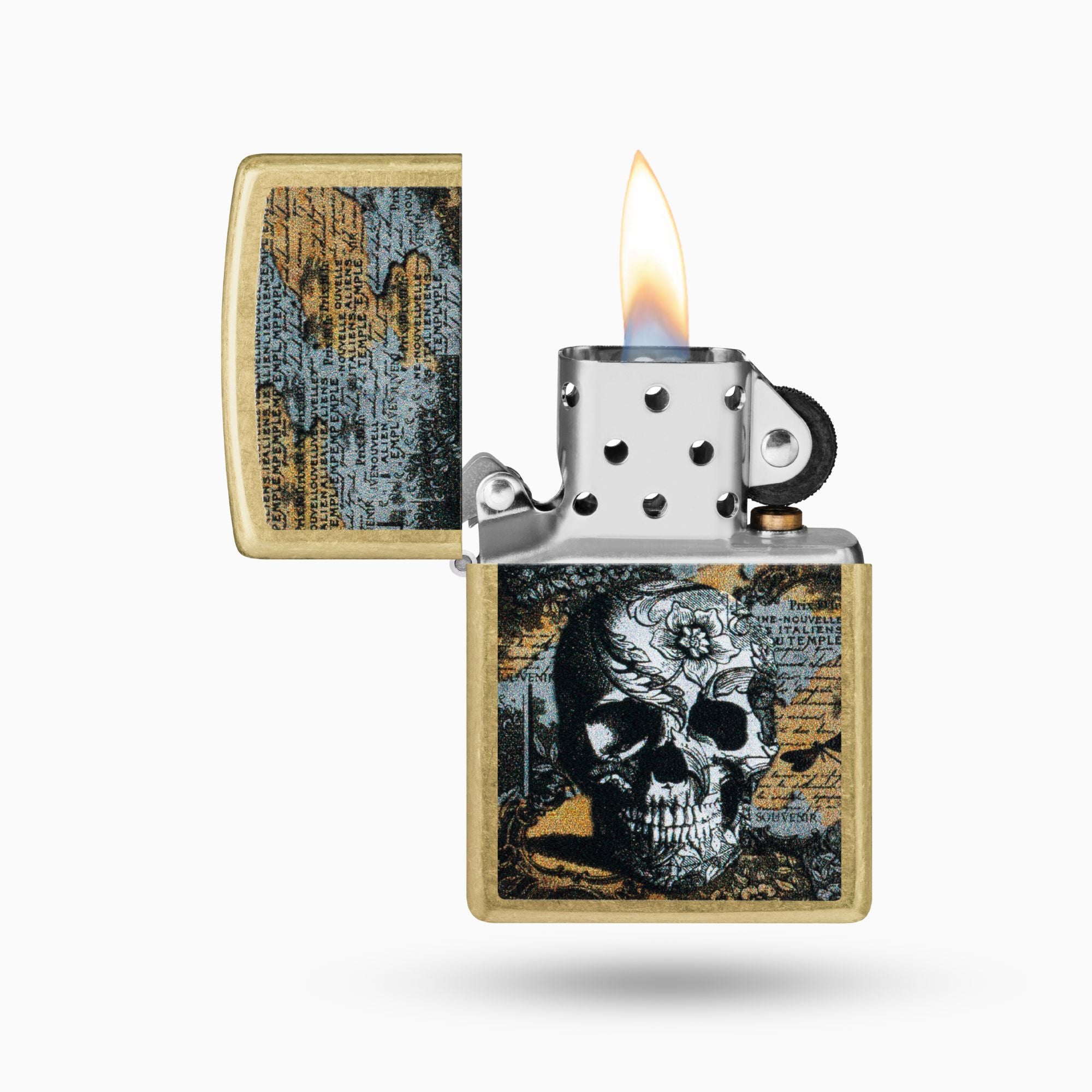 Zippo Floral Skull Design Windproof Lighter