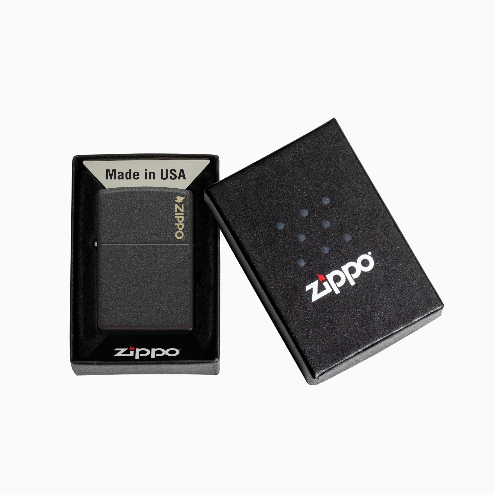 Zippo Classic Black Crackle® Logo w/ Windproof Lighter