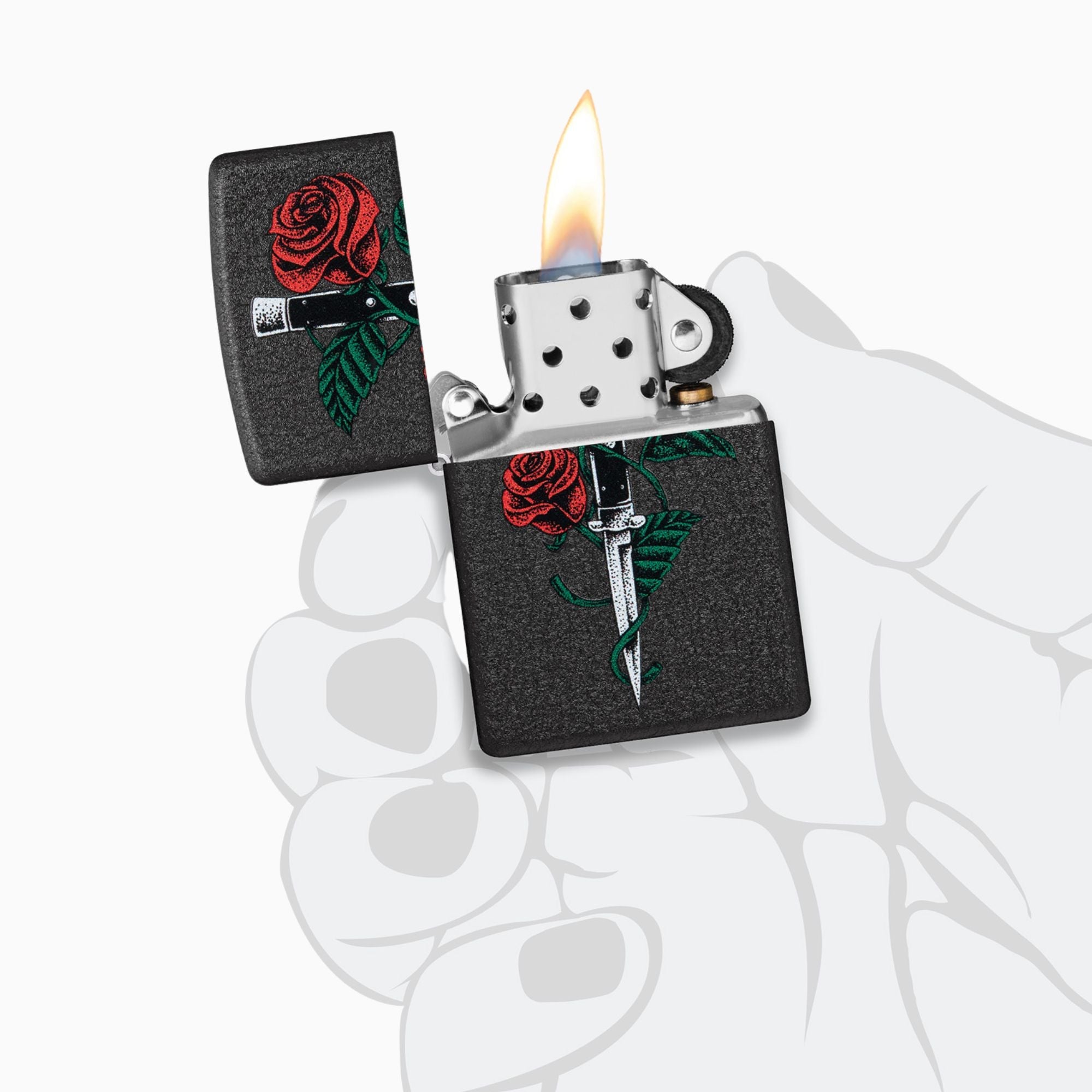 Zippo Rose Dagger Tattoo Design Windproof Lighter