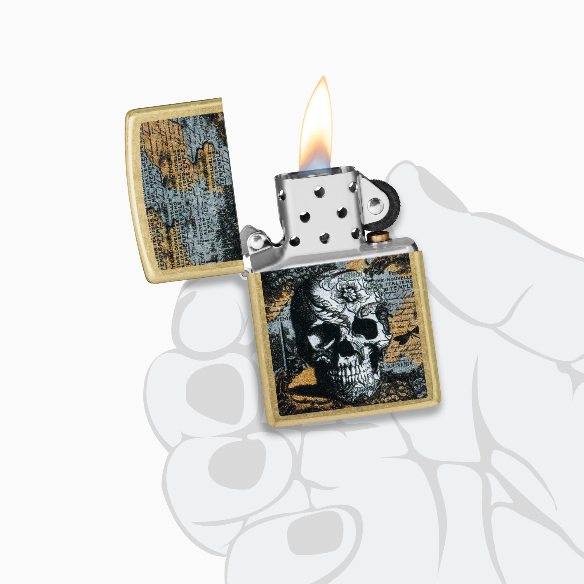 Zippo Floral Skull Design Windproof Lighter
