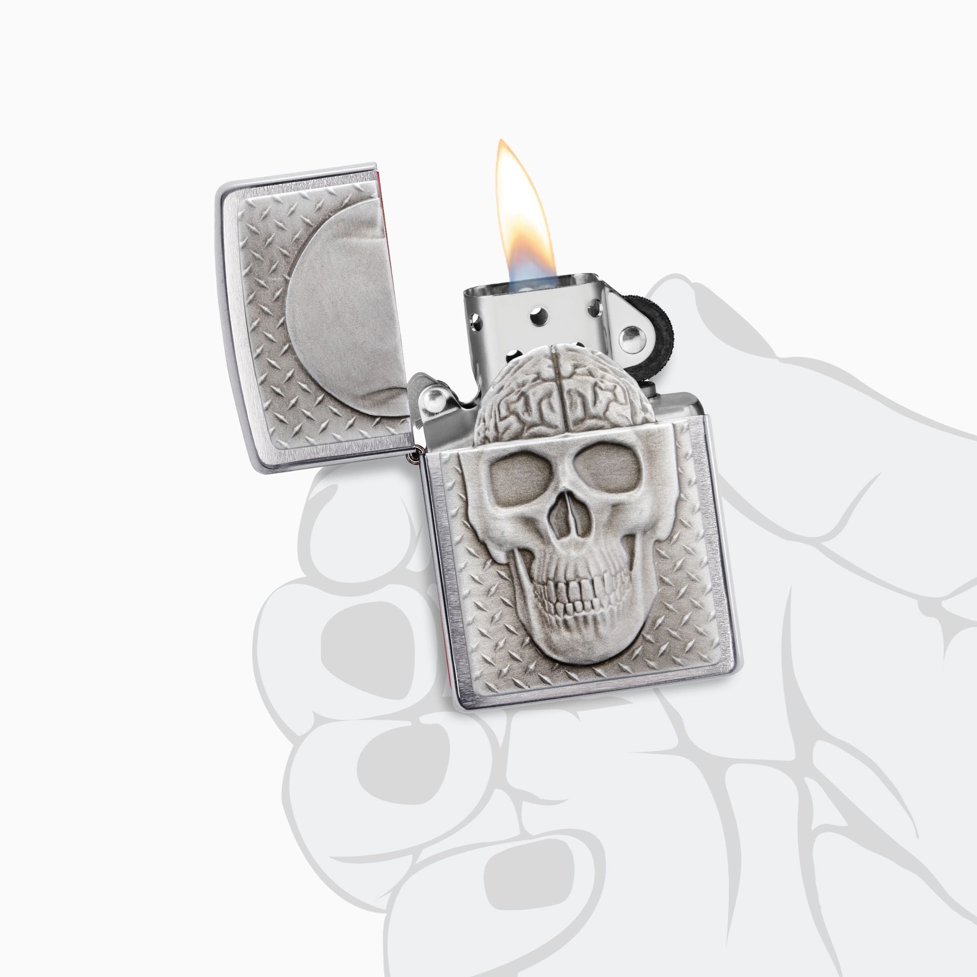 Zippo Skull with Brain Surprise Windproof Lighter