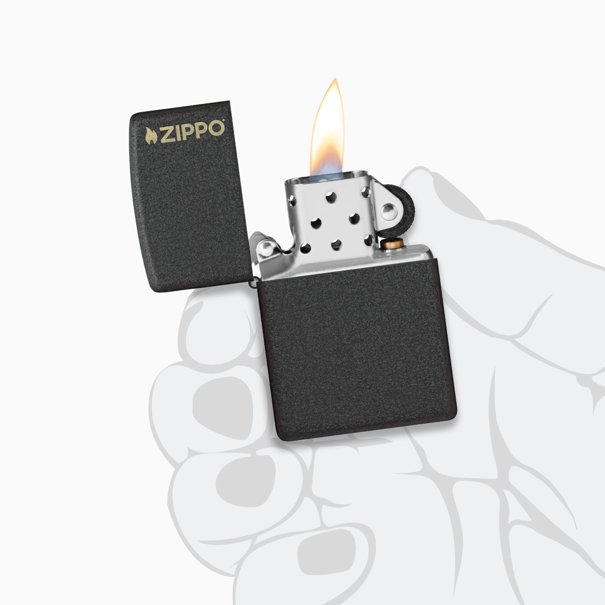 Zippo Classic Black Crackle® Logo w/ Windproof Lighter