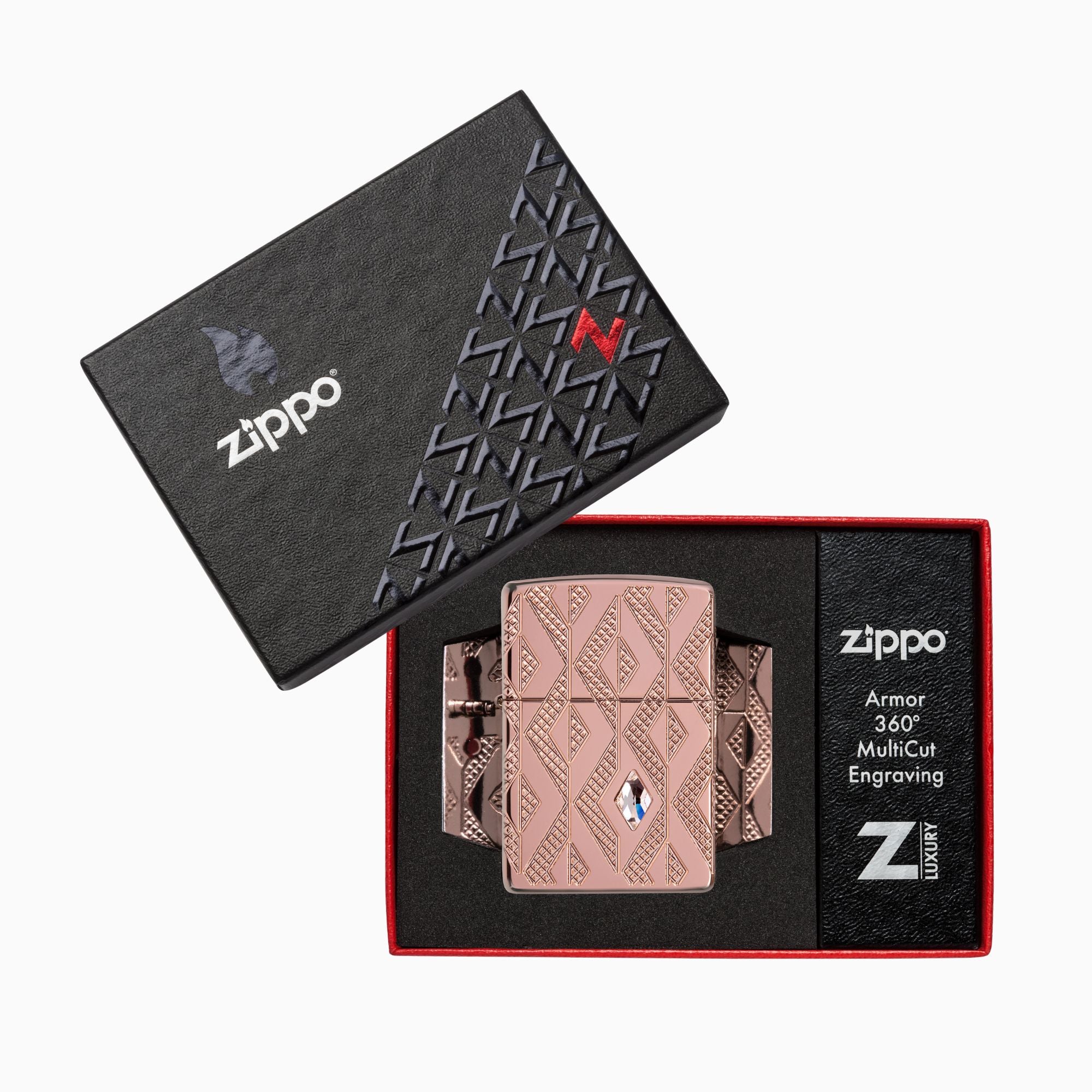 Geometric Diamond Pattern Armor Windproof Lighter