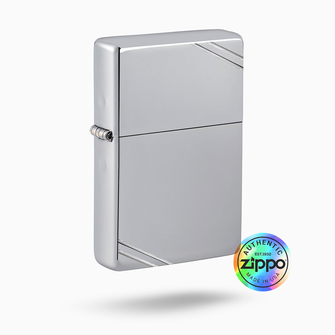 Zippo High Polish Chrome Vintage Windproof Lighter with Slashes