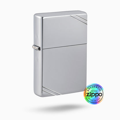 Zippo High Polish Chrome Vintage Windproof Lighter with Slashes