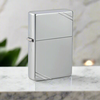 Zippo High Polish Chrome Vintage Windproof Lighter with Slashes