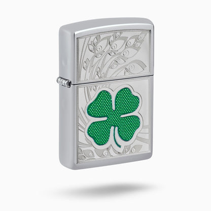 Zippo Clover High Polish Chrome Design WIndproof Lighter