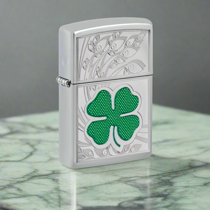 Zippo Clover High Polish Chrome Design WIndproof Lighter