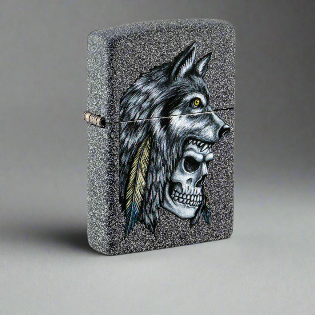 Zippo Wolf Skull Feather Design Windproof Lighter