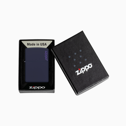 Classic Navy Matte Zippo Logo Windproof Lighter