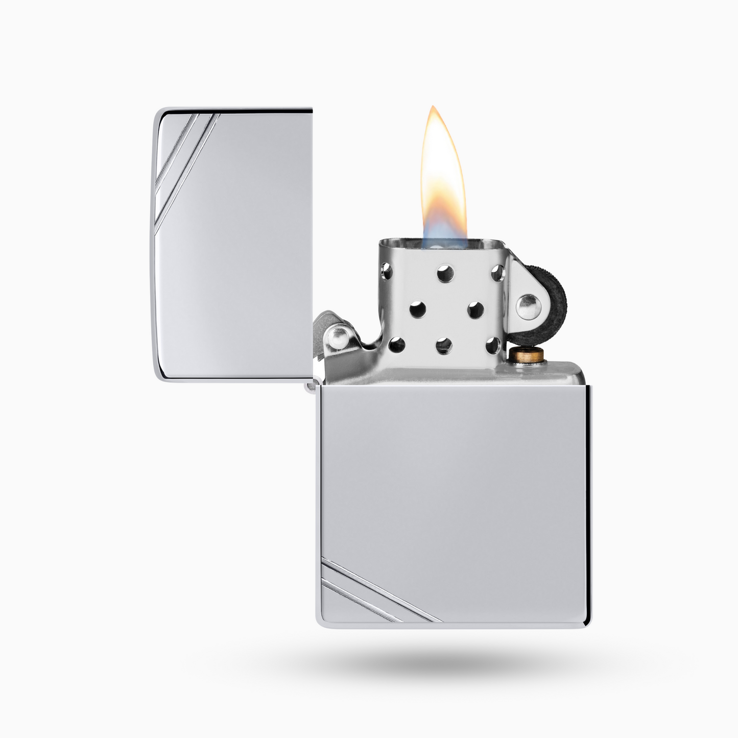 Zippo High Polish Chrome Vintage Windproof Lighter with Slashes