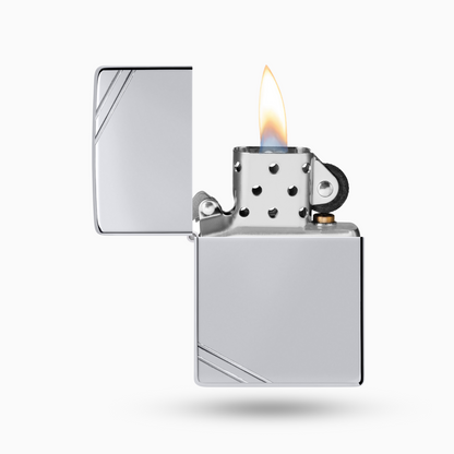 Zippo High Polish Chrome Vintage Windproof Lighter with Slashes