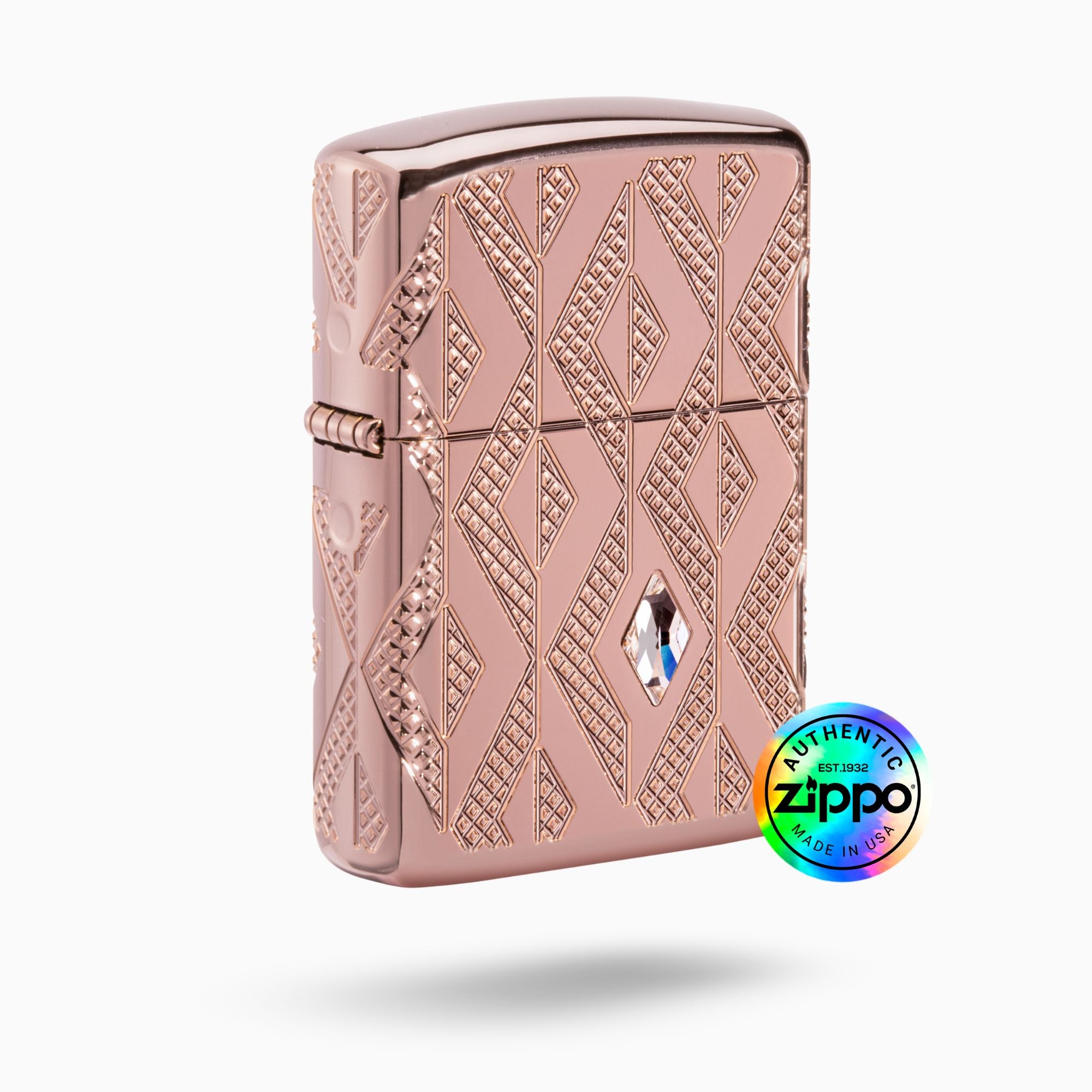 Geometric Diamond Pattern Armor Windproof Lighter