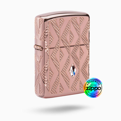 Geometric Diamond Pattern Armor Windproof Lighter