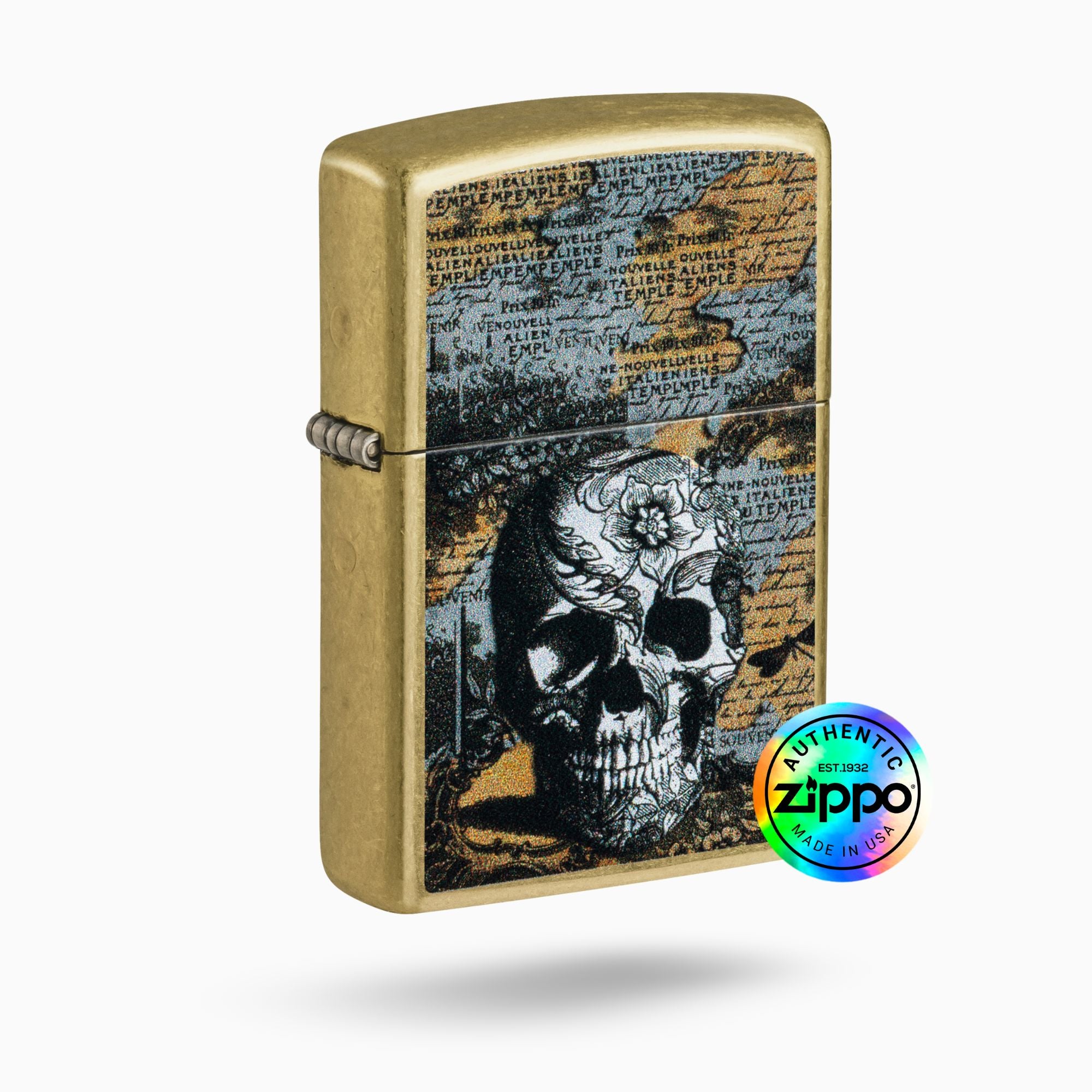 Zippo Floral Skull Design Windproof Lighter