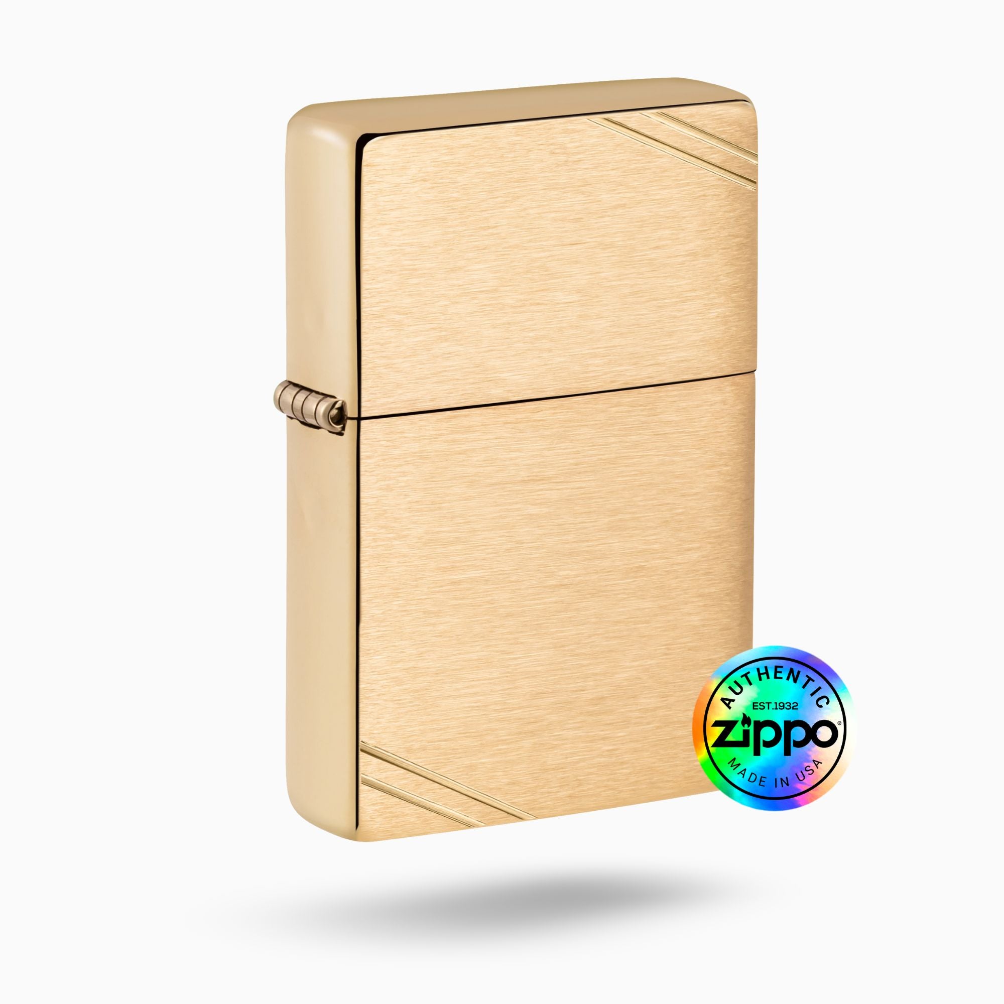 Zippo Brushed Brass Vintage w/ Slashes Windproof Lighter