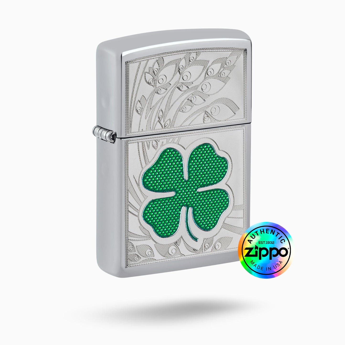 Zippo Clover High Polish Chrome Design WIndproof Lighter