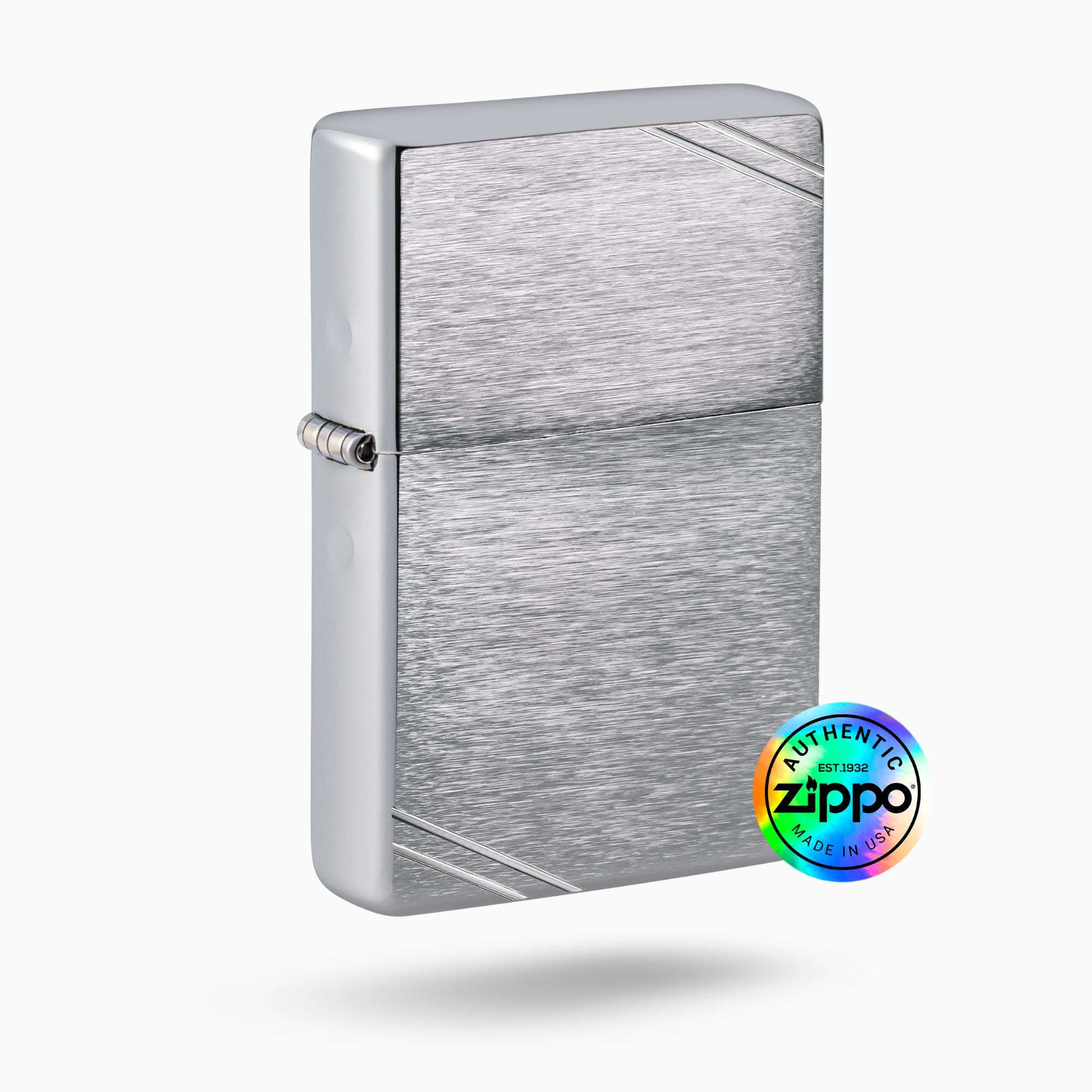Zippo Vintage Brushed Chrome w/ Slashes Windproof Lighter