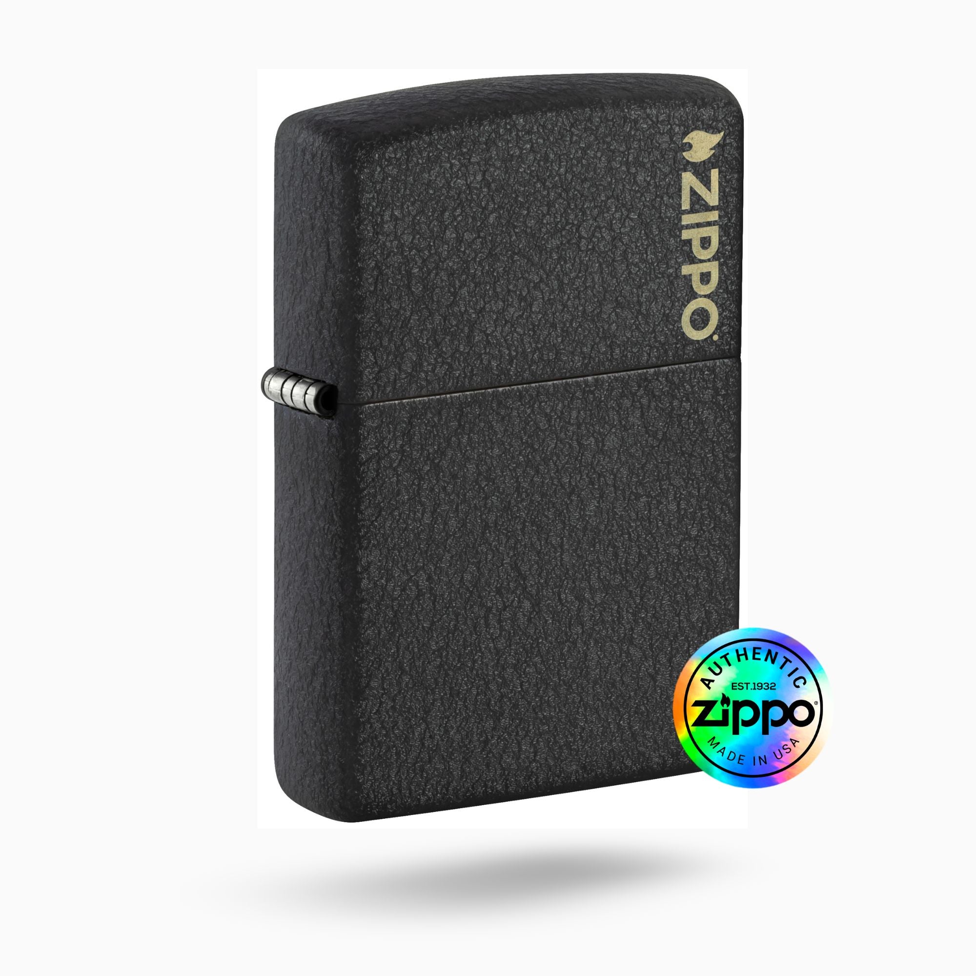 Zippo Classic Black Crackle® Logo w/ Windproof Lighter