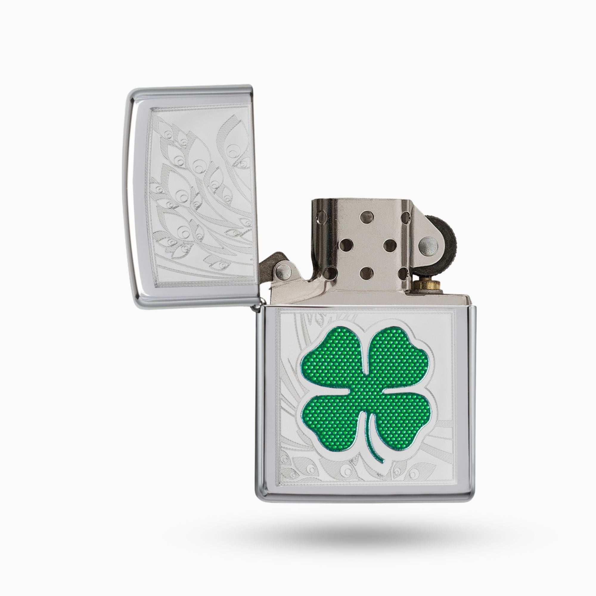 Zippo Clover High Polish Chrome Design WIndproof Lighter