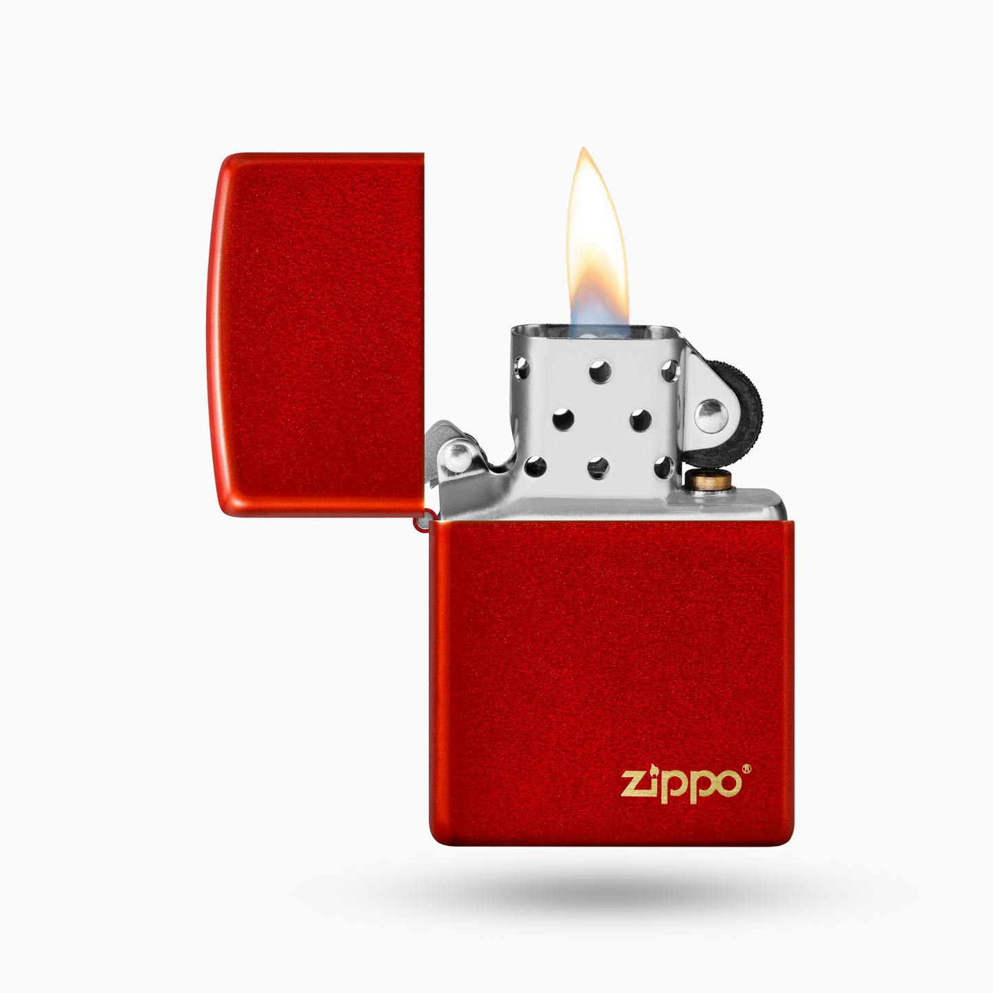 Classic Metallic Red Zippo Logo Windproof Lighter