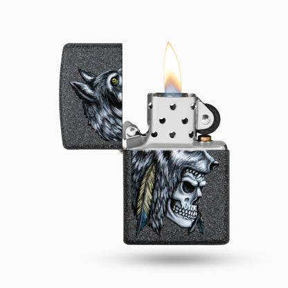 Zippo Wolf Skull Feather Design Windproof Lighter