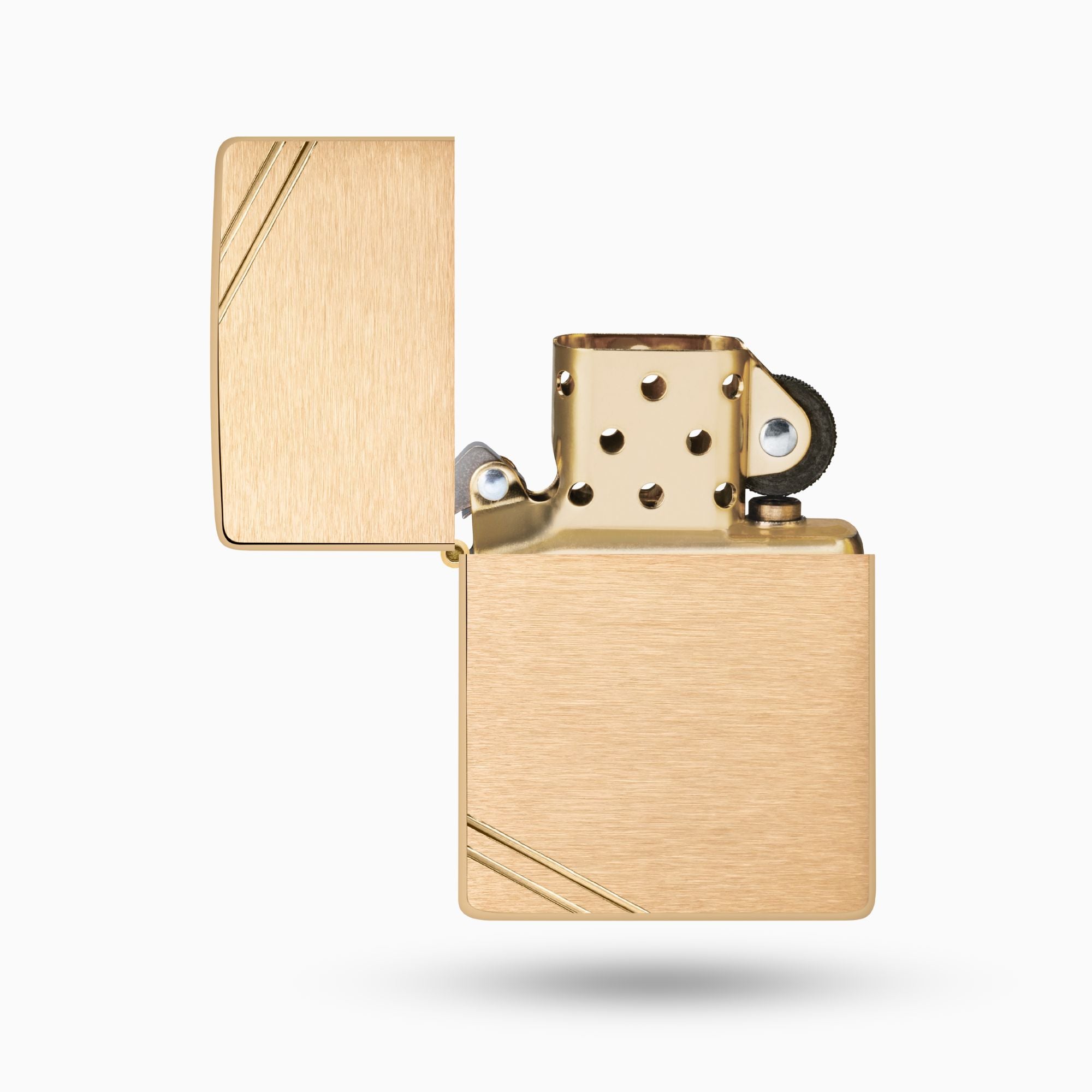 Zippo Brushed Brass Vintage w/ Slashes Windproof Lighter