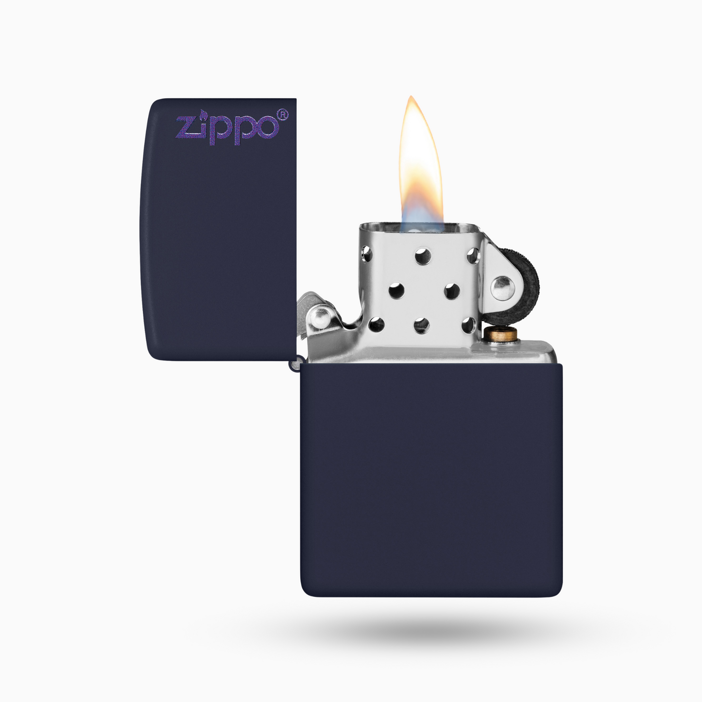 Classic Navy Matte Zippo Logo Windproof Lighter