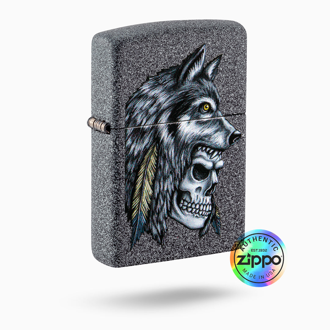 Zippo Wolf Skull Feather Design Windproof Lighter