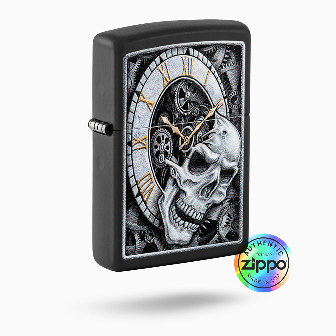 Zippo Skull Clock Design Windproof Lighter