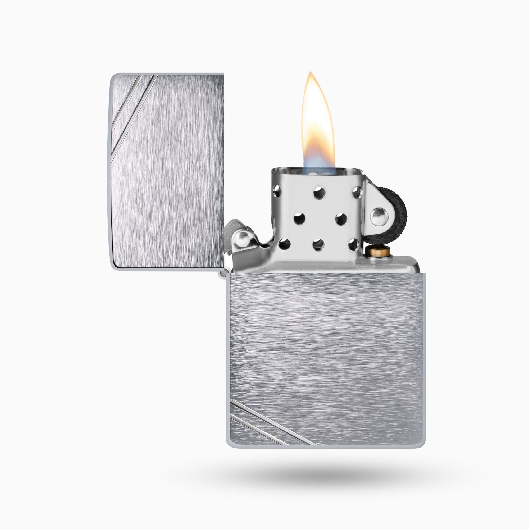 Zippo Vintage Brushed Chrome w/ Slashes Windproof Lighter