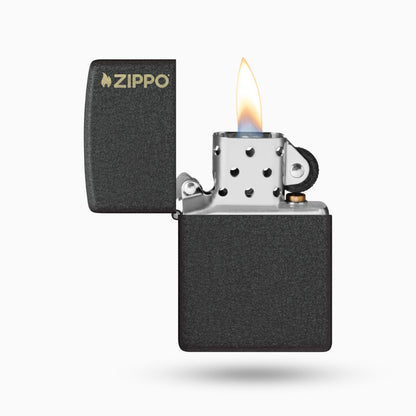 Zippo Classic Black Crackle® Logo w/ Windproof Lighter