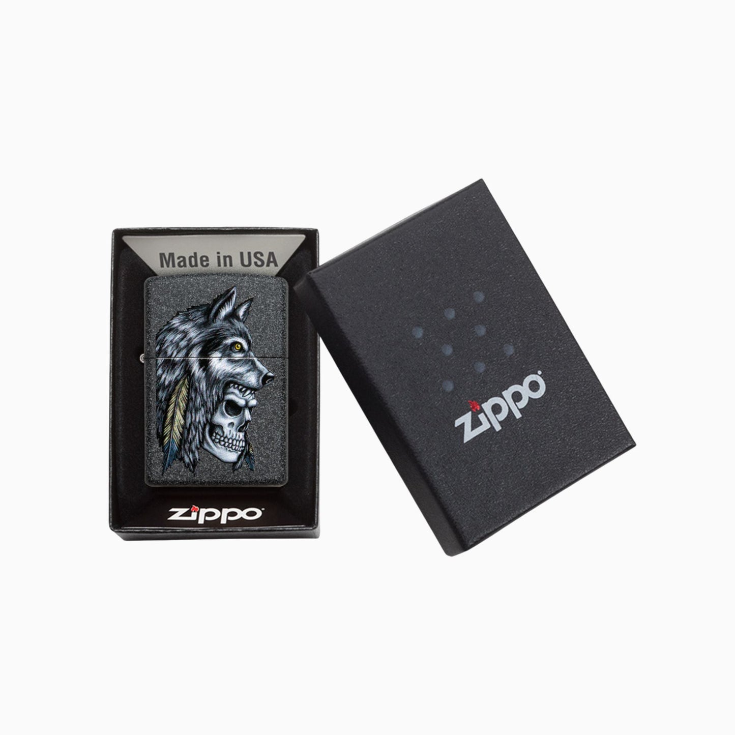 Zippo Wolf Skull Feather Design Windproof Lighter