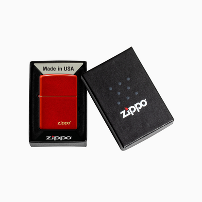 Classic Metallic Red Zippo Logo Windproof Lighter