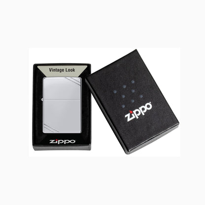 Zippo High Polish Chrome Vintage Windproof Lighter with Slashes