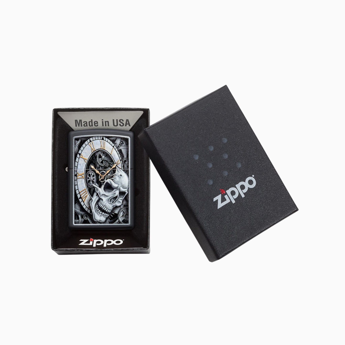 Zippo Skull Clock Design Windproof Lighter