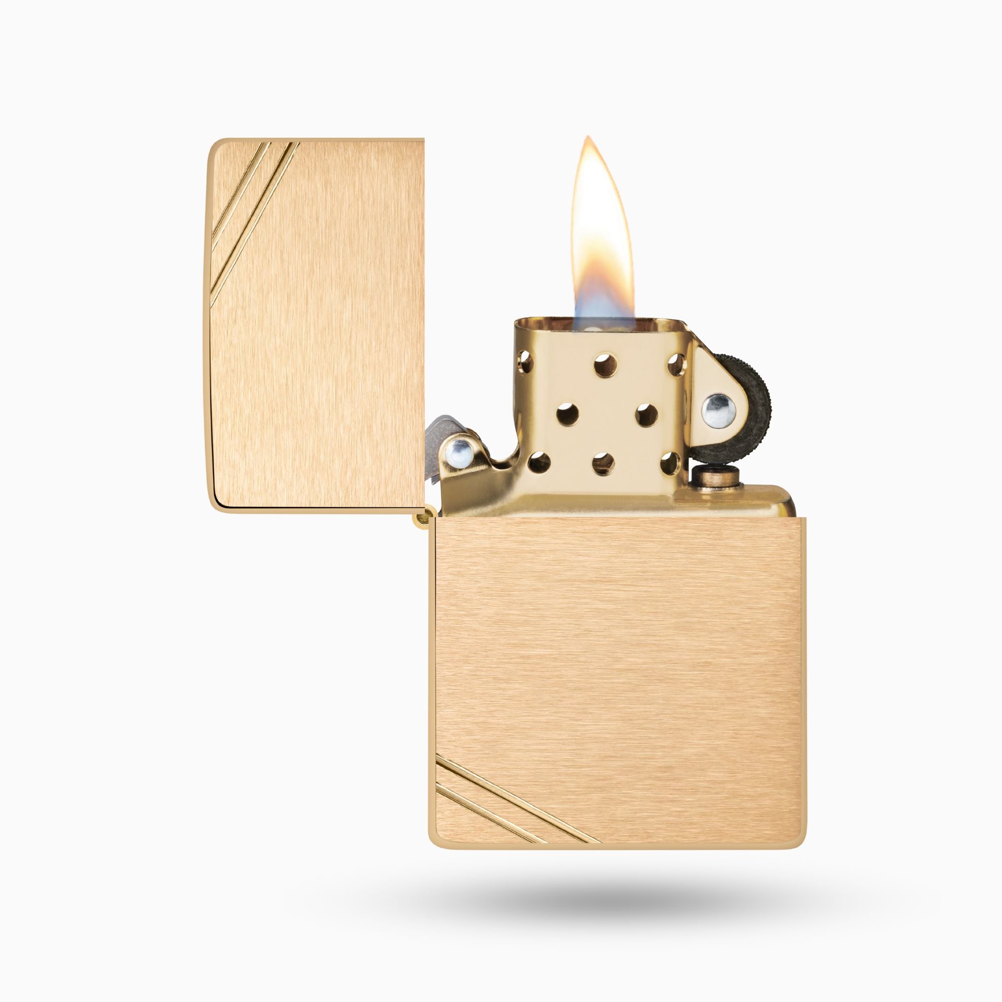 Zippo Brushed Brass Vintage w/ Slashes Windproof Lighter