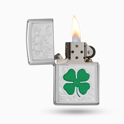 Zippo Clover High Polish Chrome Design WIndproof Lighter