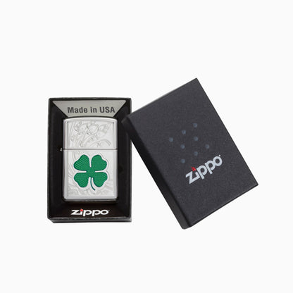 Zippo Clover High Polish Chrome Design WIndproof Lighter