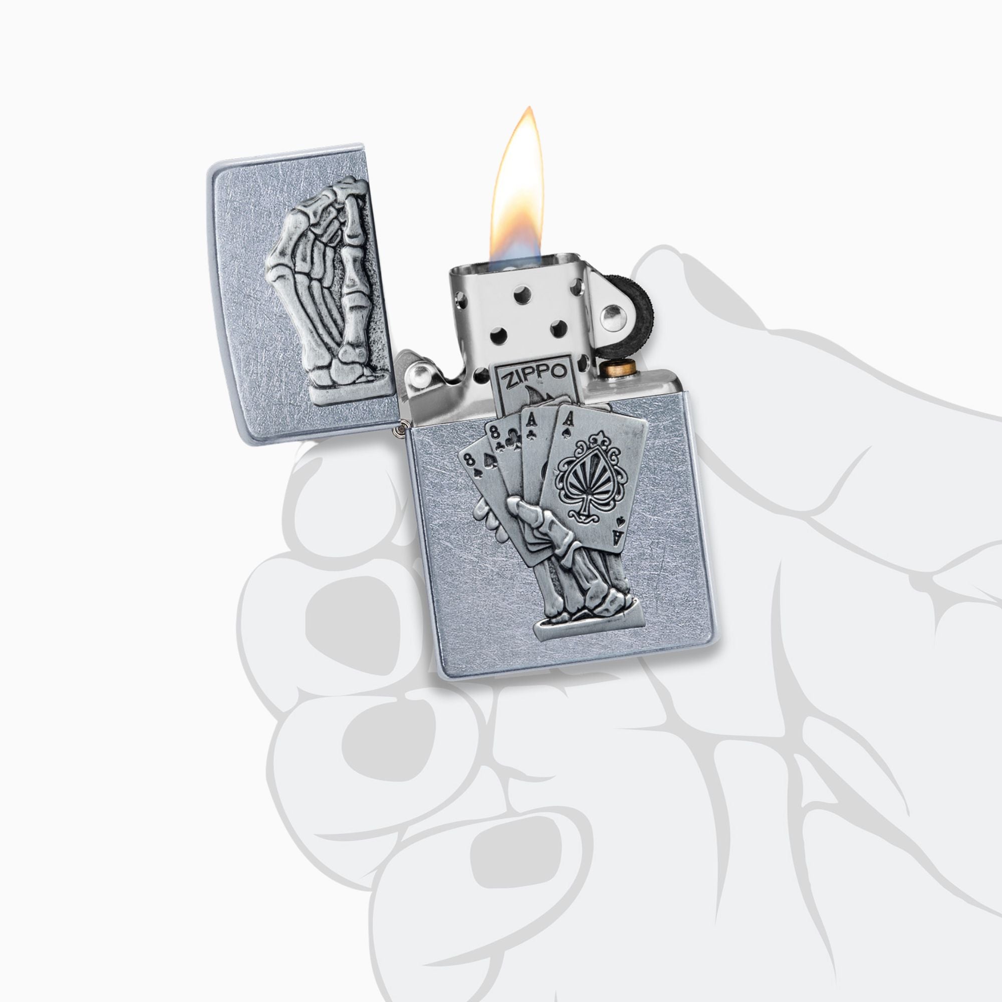 Zippo Dead Mans Hand Emblem Design  Windproof Lighter