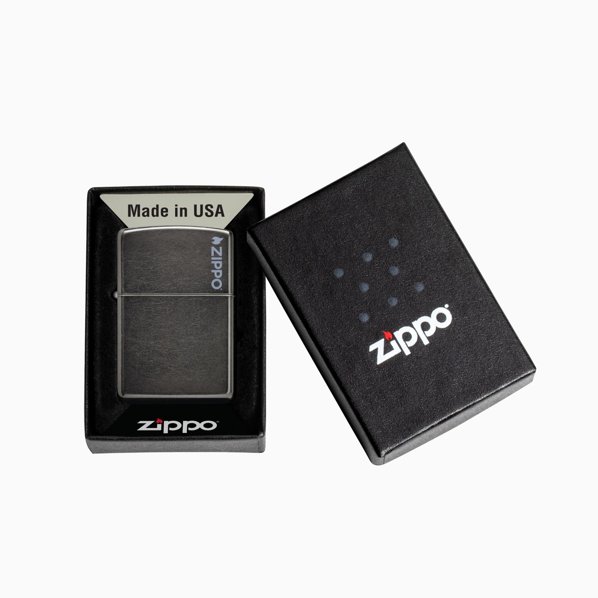 Zippo Classic Grey w/ Logo WIndproof Lighter