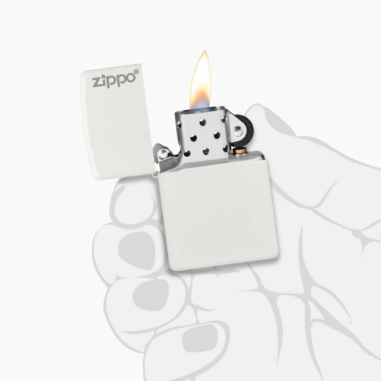 Classic White Matte Zippo Logo Windproof Lighter