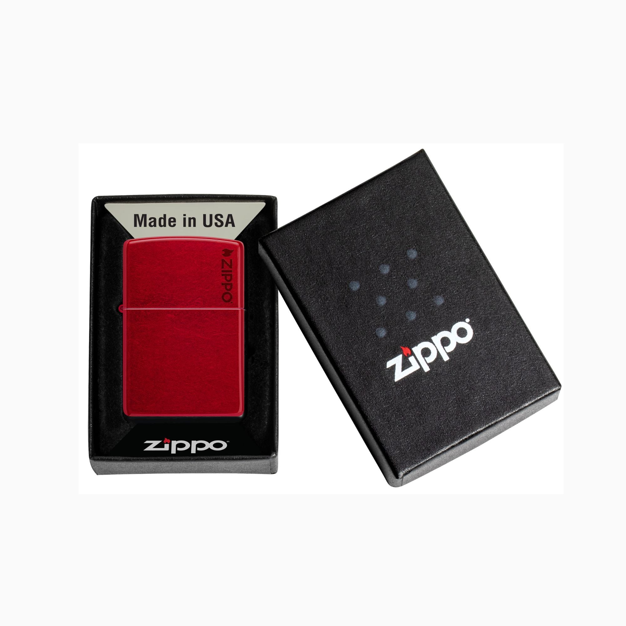 Zippo Classic Candy Apple Red  w/ Logo Windproof Lighter