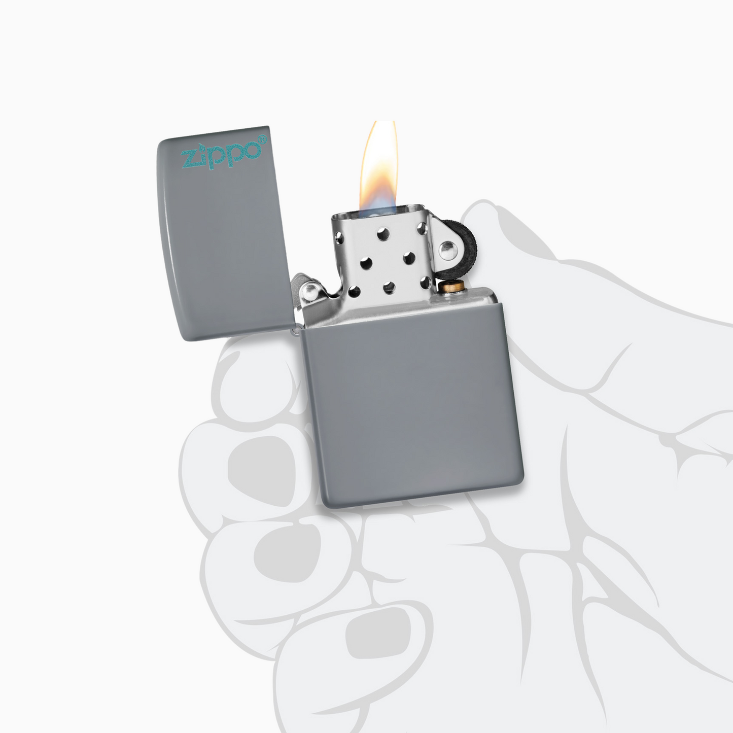 Classic Flat Grey Zippo Logo Windproof Lighters