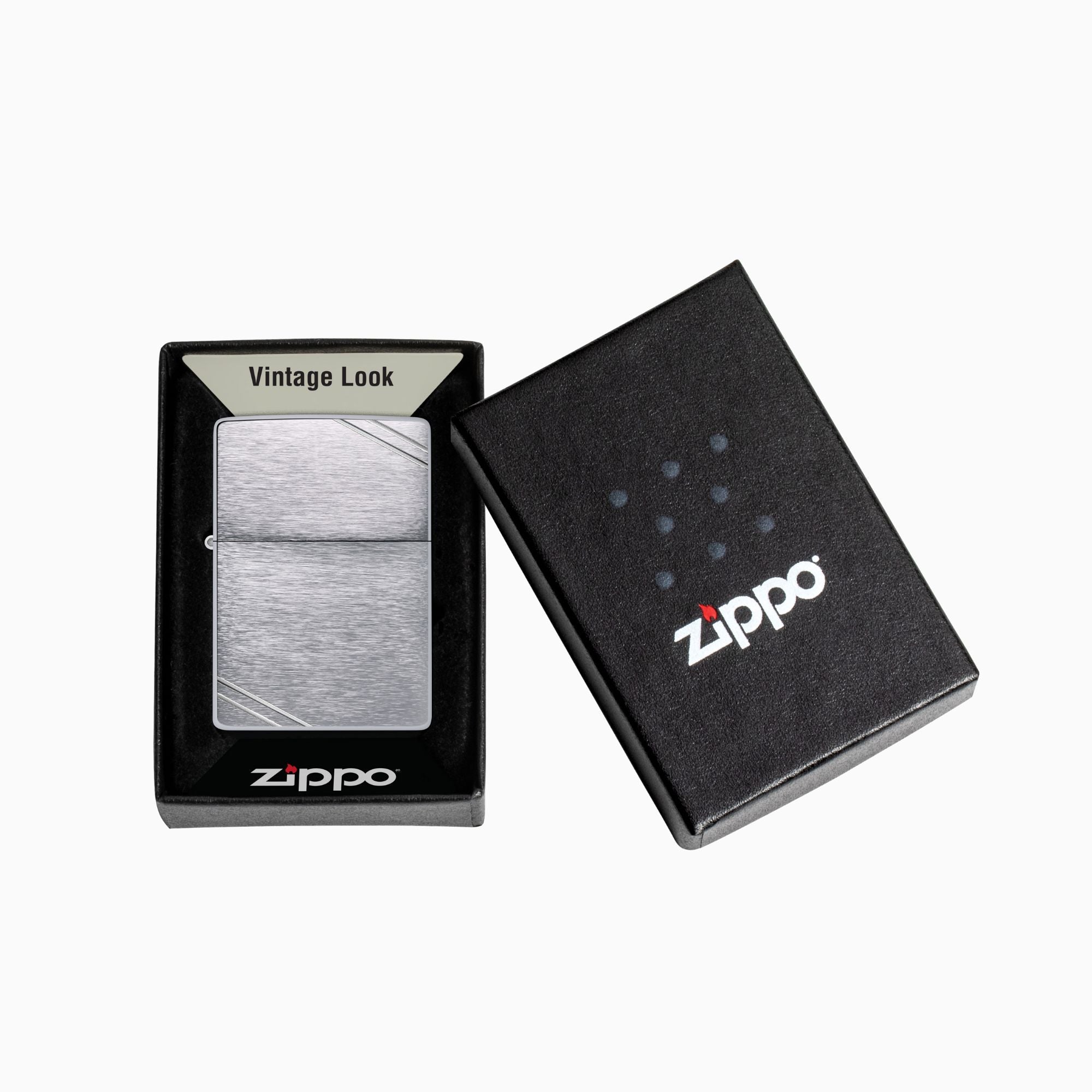 Zippo Vintage Brushed Chrome w/ Slashes Windproof Lighter